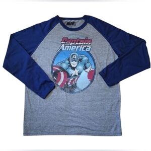 Marvel Captain America Large Raglan Superhero Tee Shirt